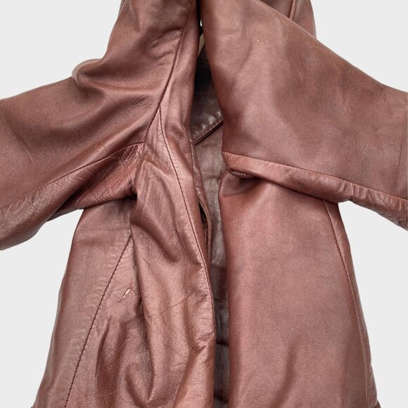 Amen Wardy Vintage Single Breasted Leather Jacket Brown Women's Small/Medium - Picture 7 of 13